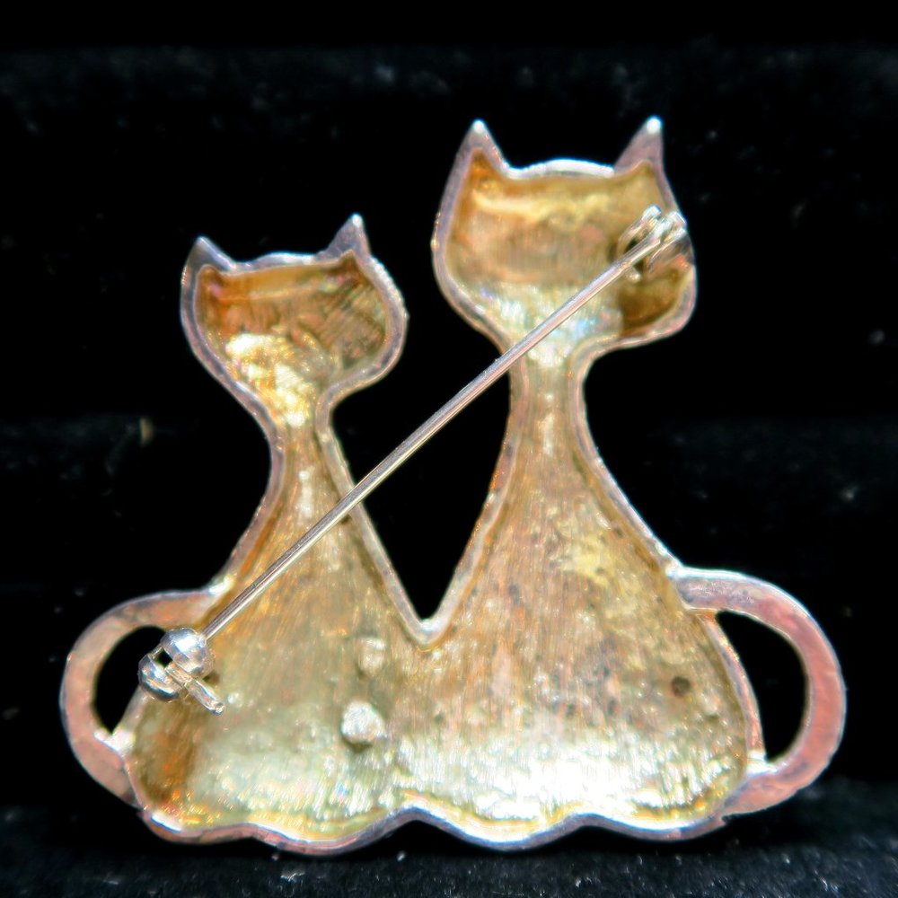 😻Vintage Siamese Aura Rhinestone Cat Brooch /Pin - Picture 3 of 4